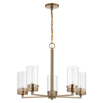 Intersection Five Light Chandelier in Burnished Brass (72|607535)