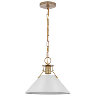 Outpost One Light Pendant in Matte White / Burnished Brass (72|607524)