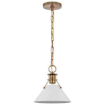 Outpost One Light Pendant in Matte White / Burnished Brass (72|607522)