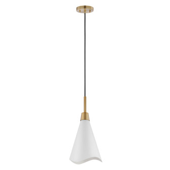 Tango One Light Pendant in Matte White / Burnished Brass (72|607471)
