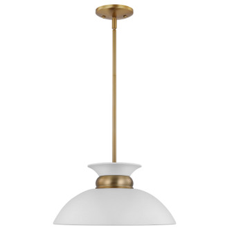 Perkins One Light Pendant in Matte White / Burnished Brass (72|607463)
