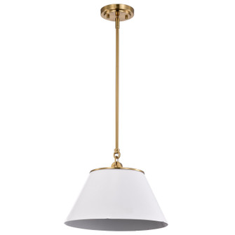 Dover One Light Pendant in White / Vintage Brass (72|607412)