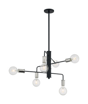 Ryder Six Light Chandelier in Black / Polished Nickel (72|607354)