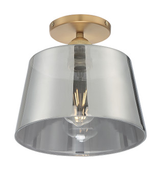 Motif One Light Semi Flush Mount in Brushed Brass / Smoked Glass (72|607324)