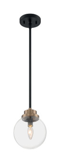 Axis One Light Pendant in Matte Black / Brass Accents (72|607121)
