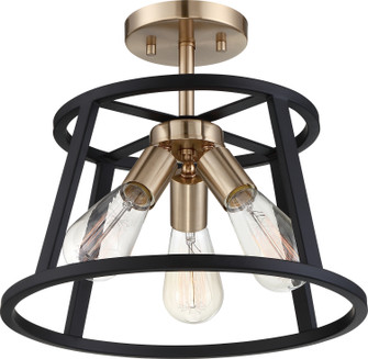 Chassis Three Light Semi Flush Mount in Copper Brushed Brass / Matte Black (72|606643)