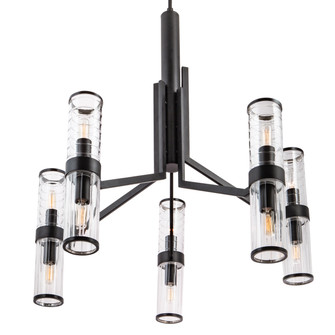 Stripe Ten Light Chandelier in Matte Black (185|8150MBCL)