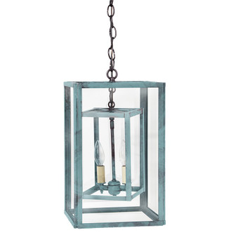Foyer Two Light Hanging Lantern in Verdi Gris (196|SS1016VGLT2CLR)