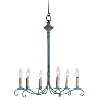 Chandelier Six Light Hanging Lantern in Verdi Gris (196|983VGLT6)