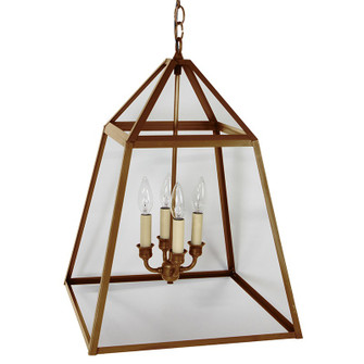 Foyer Four Light Hanging Lantern in Antique Brass (196|9732ABLT4CLR)
