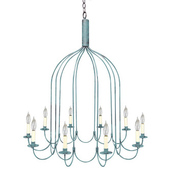 Chandelier Ten Light Hanging Lantern in Verdi Gris (196|939VGLT10)