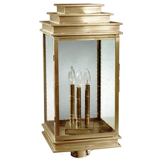 Empire Three Light Post Mount in Antique Brass (196|8953ABLT3CSG)