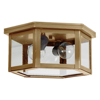 Flush Two Light Flush Mount in Antique Brass (196|4604ABMED2CSG)