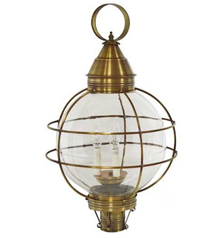 Round Three Light Post Mount in Antique Brass (196|2863ABLT3CLR)
