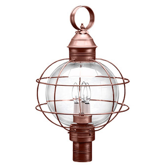 Round Three Light Post Mount in Antique Copper (196|2853ACLT3CLR)