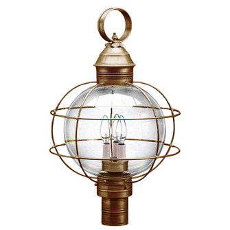 Round Three Light Post Mount in Antique Brass (196|2853ABLT3CSG)