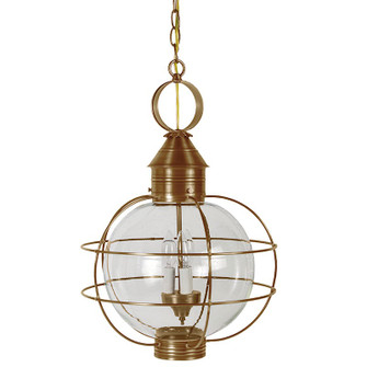 Round Three Light Hanging Lantern in Antique Brass (196|2852ABLT3CSG)