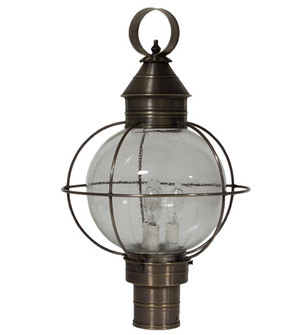 Round Three Light Post Mount in Dark Antique Brass (196|2843DABLT3CSG)