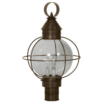 Round Three Light Post Mount in Dark Antique Brass (196|2843DABLT3CLR)