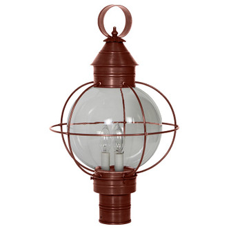 Round Three Light Post Mount in Antique Copper (196|2843ACLT3CLR)