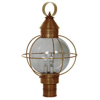 Round Three Light Post Mount in Antique Brass (196|2843ABLT3CSG)
