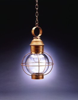 Round One Light Hanging Lantern in Antique Brass (196|2832ABMEDCLR)