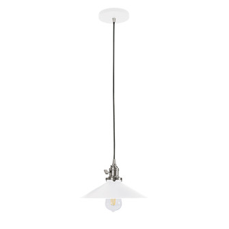 Uno One Light Pendant in White w/Brushed Nickel (518|PEB4044496C12)