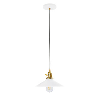 Uno One Light Pendant in White w/Brushed Brass (518|PEB4044491)