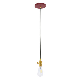 Uno One Light Pendant in Barn Red with Brushed Brass (518|PEB4005591C22)