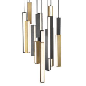 Chaos LED Pendant in Black/Aged Brass & Black (281|PD64815RBKABBK)