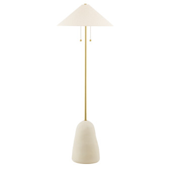 Maia Two Light Floor Lamp in Aged Brass/Ceramic Textured Beige (428|HL692401AGBCBG)