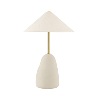 Maia Two Light Table Lamp in Aged Brass/Ceramic Textured Beige (428|HL692201AGBCBG)