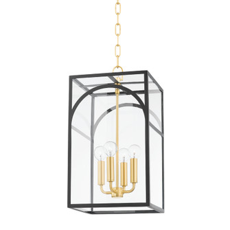 Addison Four Light Pendant in Aged Brass/Textured Black Combo (428|H642704SAGBTBK)