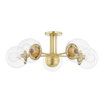 Meadow Five Light Semi Flush Mount in Aged Brass (428|H503605AGB)