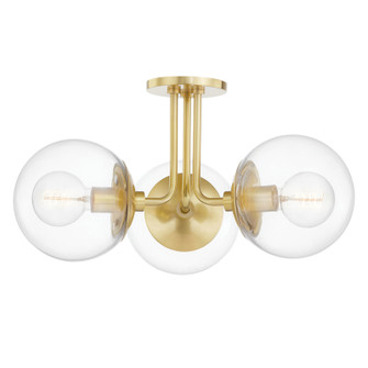 Meadow Three Light Semi Flush Mount in Aged Brass (428|H503603AGB)