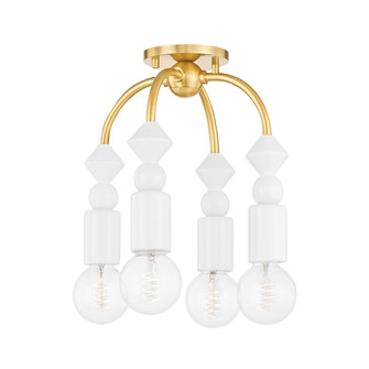 Flora Four Light Semi Flush Mount in Aged Brass (428|H471604AGB)