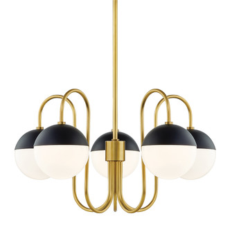 Renee Five Light Chandelier in Aged Brass (428|H344805AGBBK)