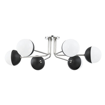 Renee Six Light Semi Flush Mount in Polished Nickel/Black (428|H344606PNBK)