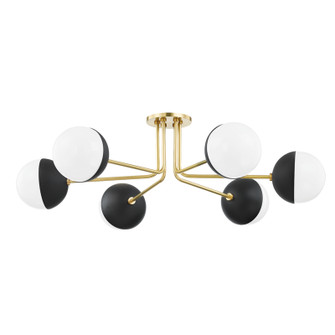 Renee Six Light Semi Flush Mount in Aged Brass/Black (428|H344606AGBBK)