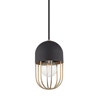 Haley One Light Pendant in Aged Brass/Black (428|H145701AGBBK)