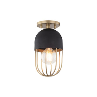 Haley One Light Semi Flush Mount in Aged Brass (428|H145601AGBBK)