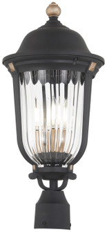 Peale Street Three Light Outdoor Post Mount in Sand Coal And Vermeil Gold (7|73238738)