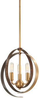 Criterium Three Light Pendant (Convertible To Semi-Flush) in Aged Brass W/Textured Iron (7|4622099)