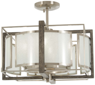 Tyson'S Gate Four Light Pendant(Convertible To Semiflush) in Brushed Nickel W/Shale Wood (7|4561098)