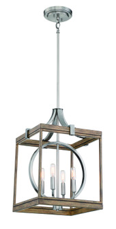 Country Estates Four Light Pendant in Sun Faded Wood W/Brushed Nicke (7|4014280)