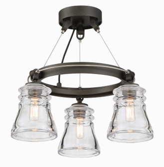 Graham Avenue Three Light Semi Flush Mount in Smoked Iron And Brushed Nickel (7|2735709)