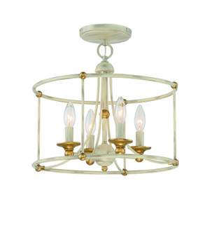 Westchester County Four Light Semi Flush Mount in Farmhouse White w/Gilded Gold Leaf (7|1049701)