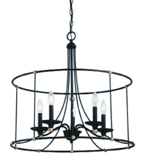 Westchester County Five Light Chandelier in Sand Coal With Skyline Gold Le (7|1047677)