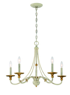 Westchester County Five Light Chandelier in Farmhouse White w/Gilded Gold Leaf (7|1044701) Westchester County Five Light Chandelier in Farmhouse White w/Gilded Gold Leaf (7|1044701)