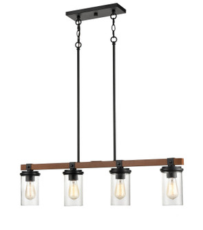 Taos Four Light Island Pendant in Matte Black/Wood Grain (59|3824MBWG)